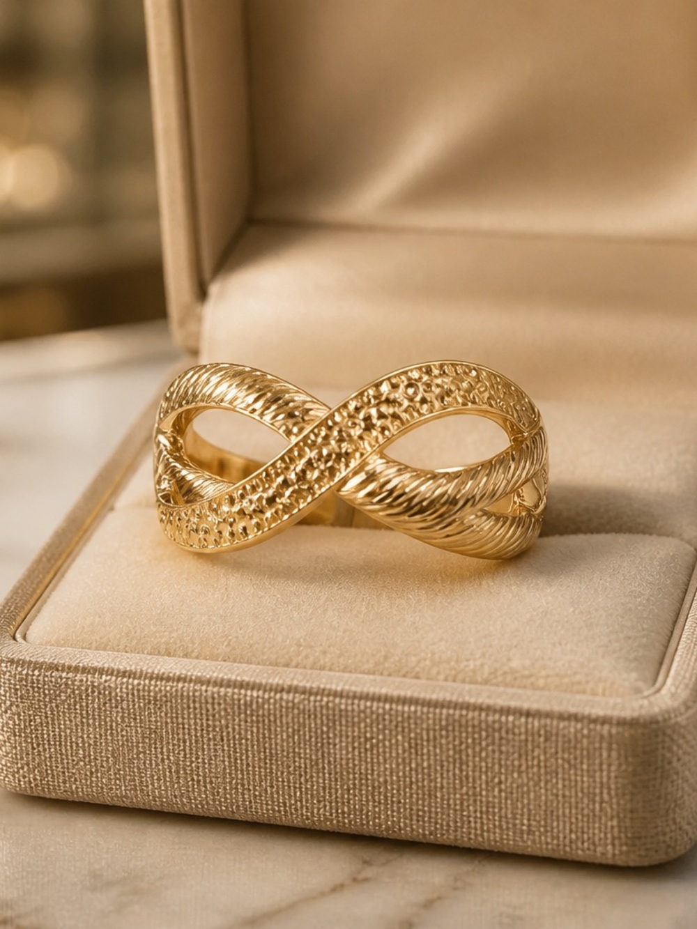 Gold Infinity Twist Statement Ring - Women Jewelry